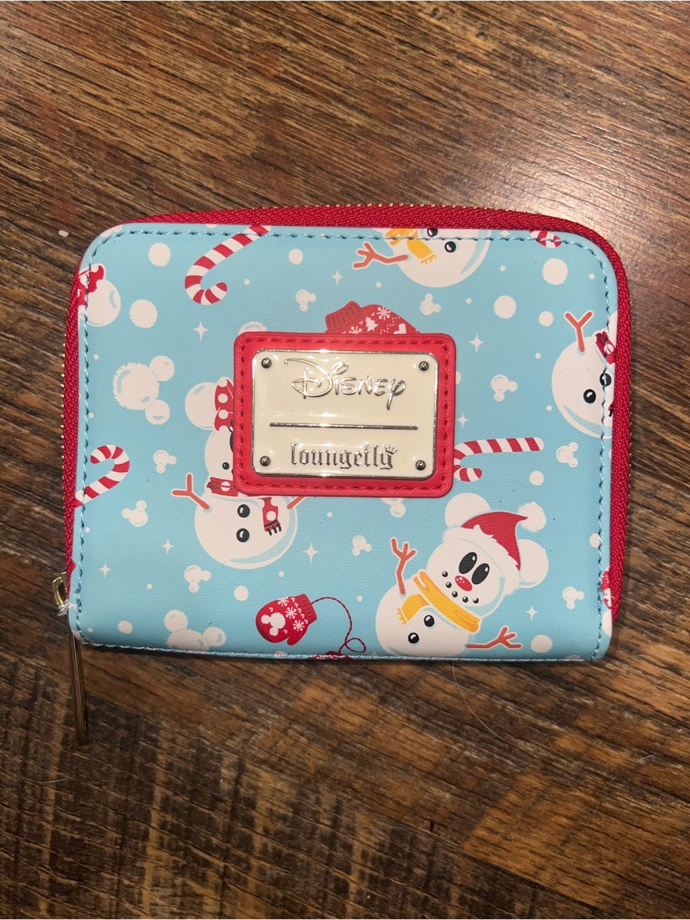 Loungefly Snowman Zip Wallet - Light Blue & Red Trim